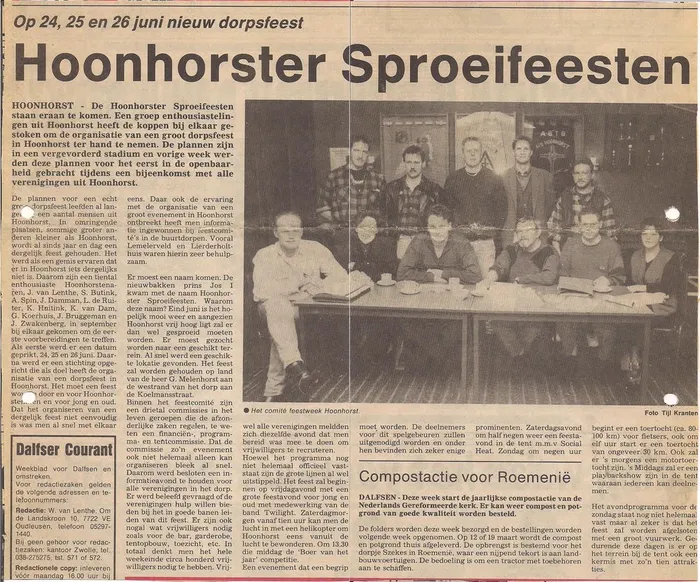 Krantenknipsel over het eerste Sproeifeest